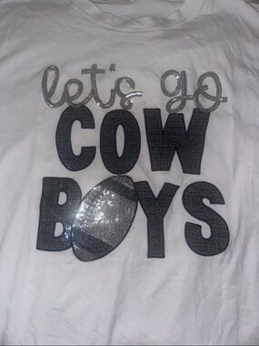 Sequin "Let's Go Cowboys" Graphic Tee